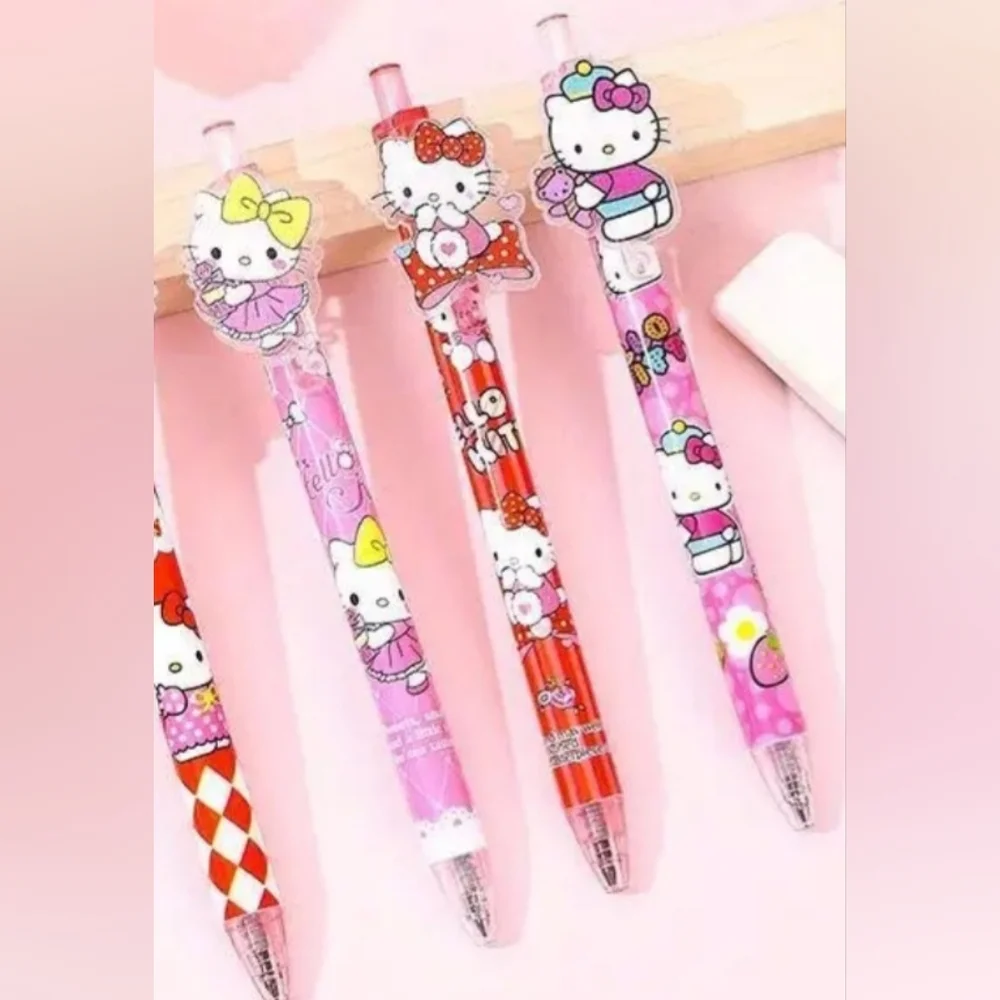 Set of 6 - Sanrio Hello Kitty Kawaii Acrylic Charm Ballpoint Pens